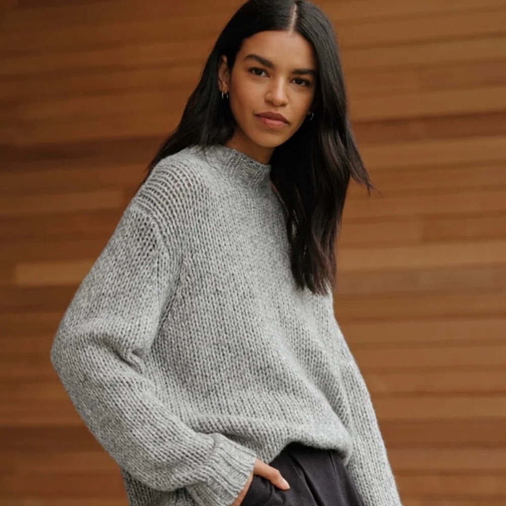Jenni Kayne Moritz Mockneck Pullover Sweater - Grey marl